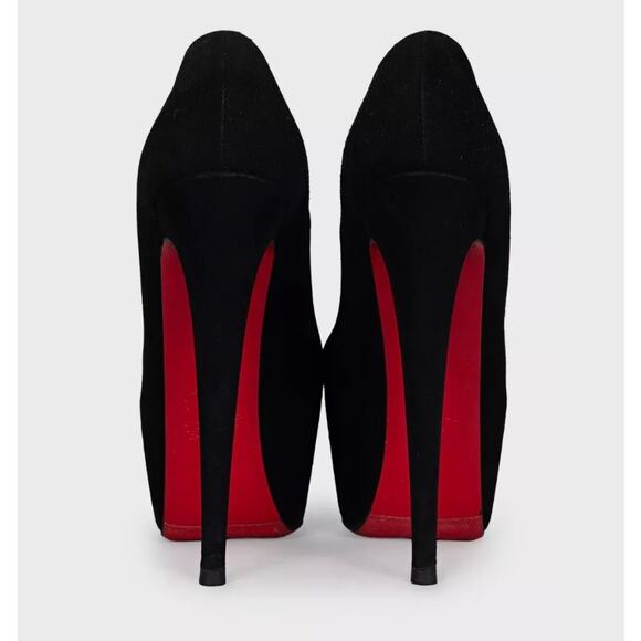 Christian Louboutin Black Suede Platform Pumps Size 37 - Picture 4 of 5